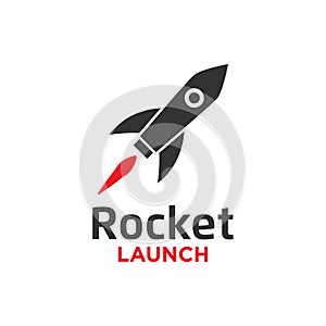 Illustration of rocket launch logo design template