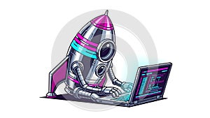 Rocket Coding Laptop, Startup Development, Software Engineer