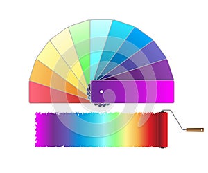 Roller brush, Color palette icon isolated on white