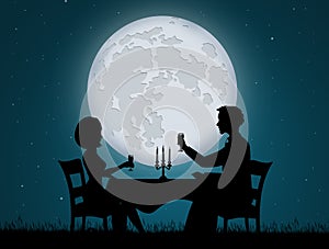Romantic dinner candlelight for two