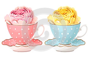 Illustration of rose in teacup