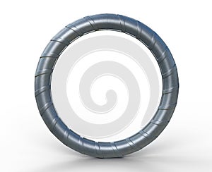Illustration of a round reinforcements steel TMT bar close up. Isolated 3d render