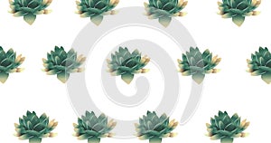 Illustration of rows of green flowers on white background