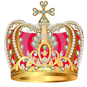 Of royal gold crown with jewels and ornament