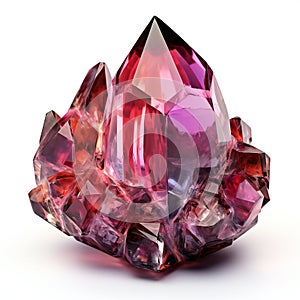 Ruby crystal isolated on white background