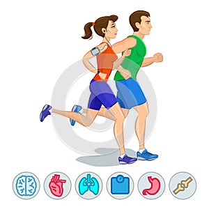 Illustration of a runners - couple running