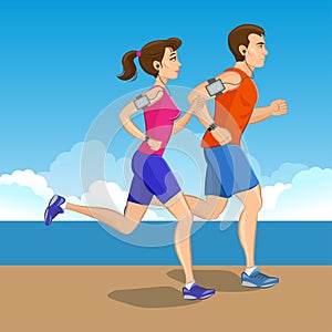 Illustration of a runners - couple running