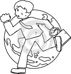 Illustration of a running businessman outline