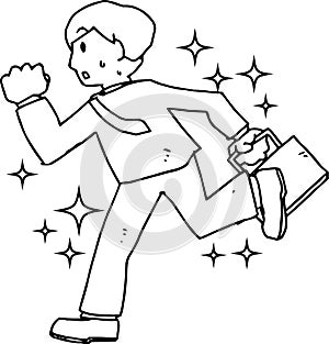 Illustration of a running businessman outline