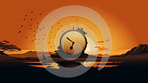 Illustration of Running Out of Time - Golden Hour time