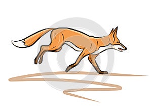 Illustration of a running red fox