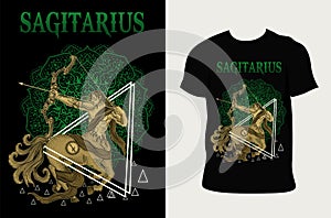 Sagitarius zodiac symbol with t shirt design photo