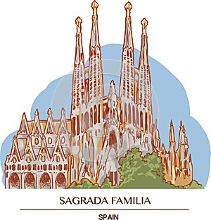 Illustration of the Sagrada Familia in Barcelona photo