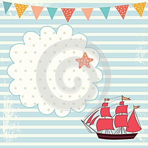 Illustration with sail boat