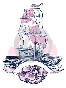 Illustration of a sailer photo
