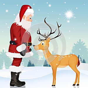 Santa Clasu and reindeer