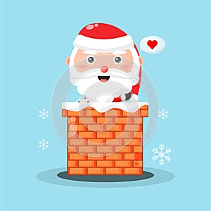 Illustration of Santa Claus on a chimney
