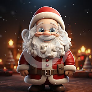 Illustration of a Santa Claus with a Christmas background, AI Generated