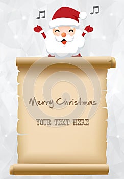 Illustration of Santa claus with parchment sign fo