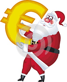 Illustration of Santa Claus in various poses euro