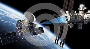 Satellite Communication Space Station and Earth Orbit