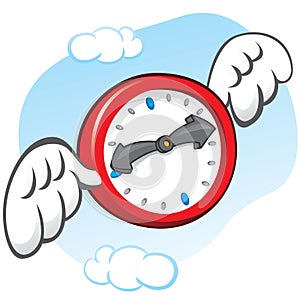 Illustration is the saying that time flies, represented by a clock with wings