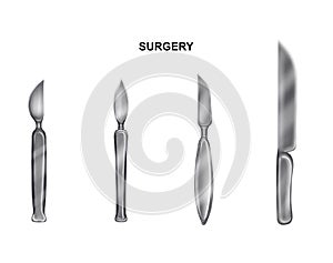 Scalpels and the knives resection and amputation photo