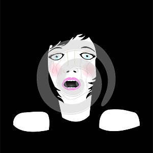 Illustration of scared crying woman