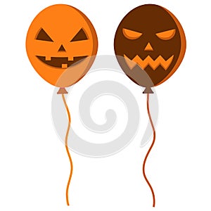 Illustration of scary Halloween ghost balloons