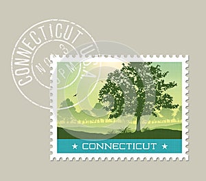 Illustration of scenic Connecticut countryside.