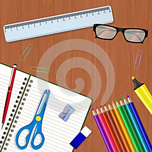 Illustration of school items