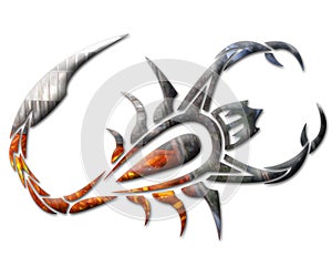 Illustration of a scorpion in chrome