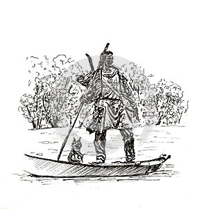 illustration of the sculpture of the city of Gomel. boatman