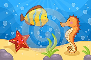 Illustration of sea animals