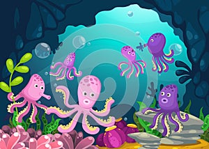 Illustration of sea underwater background