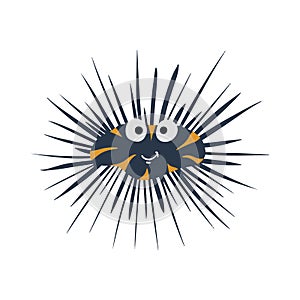 Illustration of sea urchin on white background. Vector illustration cartoon flat style