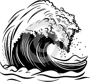 illustration of sea wave, tsunami cartoon