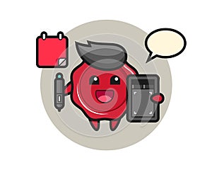 Illustration of sealing wax mascot as a graphic designer