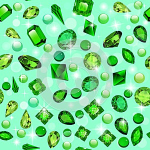 Illustration seamless background with glittering precious stones