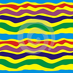 Illustration of seamless multi-colored pattern stripes on a yellow background.