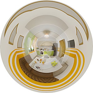Illustration seamless panorama of kitchen interior
