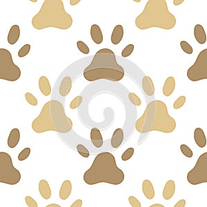 illustration seamless pattern of dog footprints