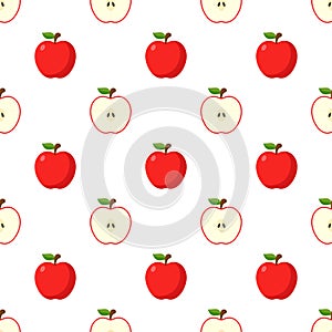 Illustration Seamless pattern Flat Apple isolated on white background , fruit patterns texture fabric , wallpaper minimal style ,