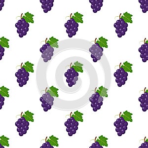 Illustration Seamless pattern Flat Grape isolated on white background , fruit patterns texture fabric , wallpaper minimal style ,