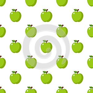 Illustration Seamless pattern Flat Green Apple isolated on white background , fruit patterns texture fabric , wallpaper minimal