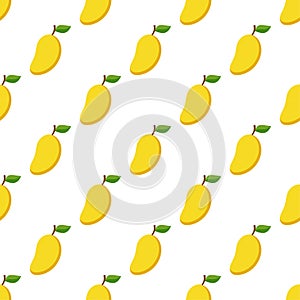 Illustration Seamless pattern Flat Mango isolated on white background , fruit patterns texture fabric , wallpaper minimal style ,