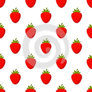 Illustration Seamless pattern Flat Strawberry isolated on white background , fruit patterns texture fabric , wallpaper minimal