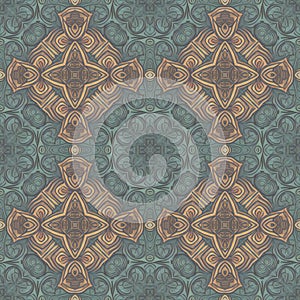 Seamless pattern with mandalas,  Vintage decorative elements