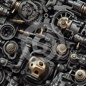 An illustration of a seamless tile pattern inside the mechanical engine.