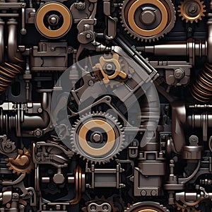 An illustration of a seamless tile pattern inside the mechanical engine.